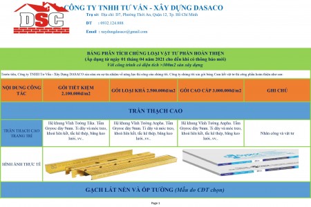 BÁO GIÁ THI CÔNG PHẦN HOÀN THIỆN 2023